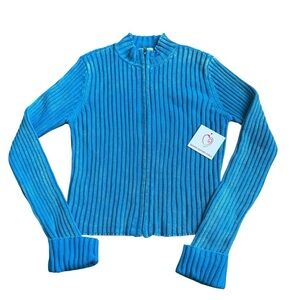Design History Girls Blue Knit Sweater Cardigan Full Zip Long Sleeve Girls XXL